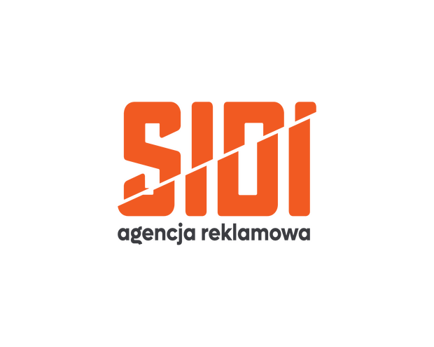 Logo sponsora SIDI Agencja Reklamowa. Pomarańczowy napis SIDI